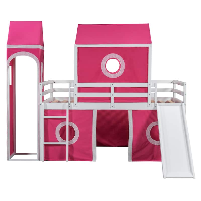 Loft Bed with Slide Tent and Tower