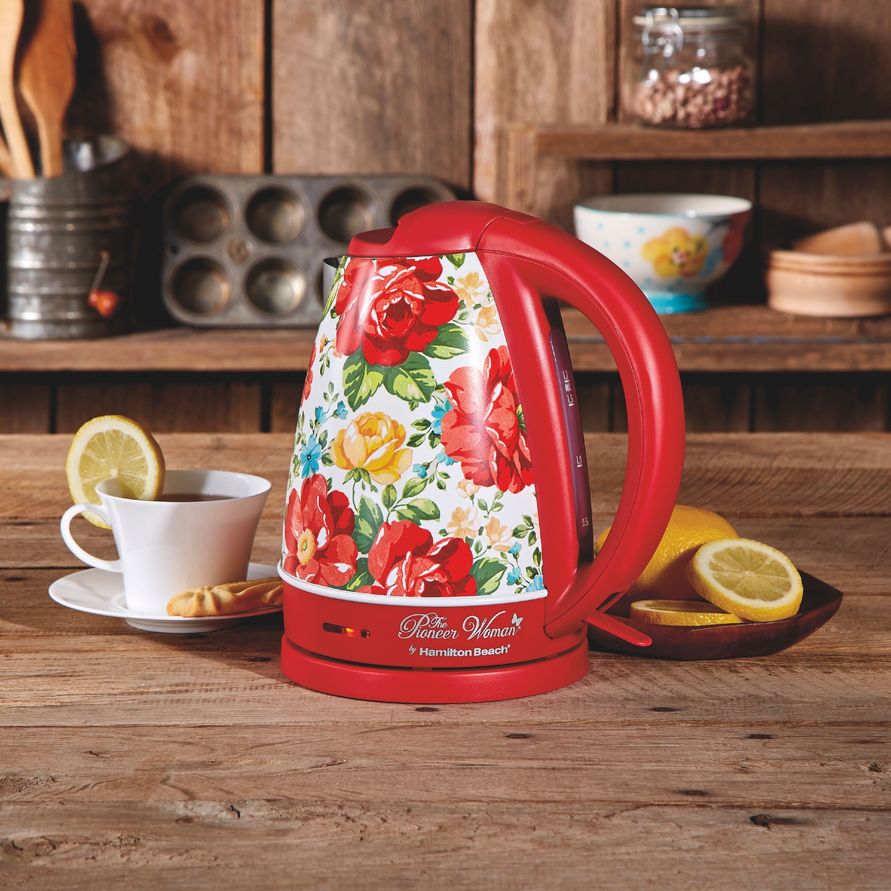 クラシック TheFlonzaleyQuartetplaysHaydnMozartBeeth Vintage Floral Electric Kettle, Red, 1.7-Liter - Bed Bath & Beyond