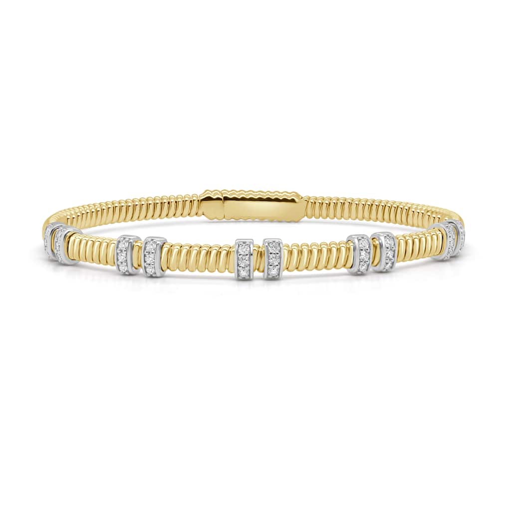 Joelle Collection 14K Gold Diamond Flexible Stackable Bangle