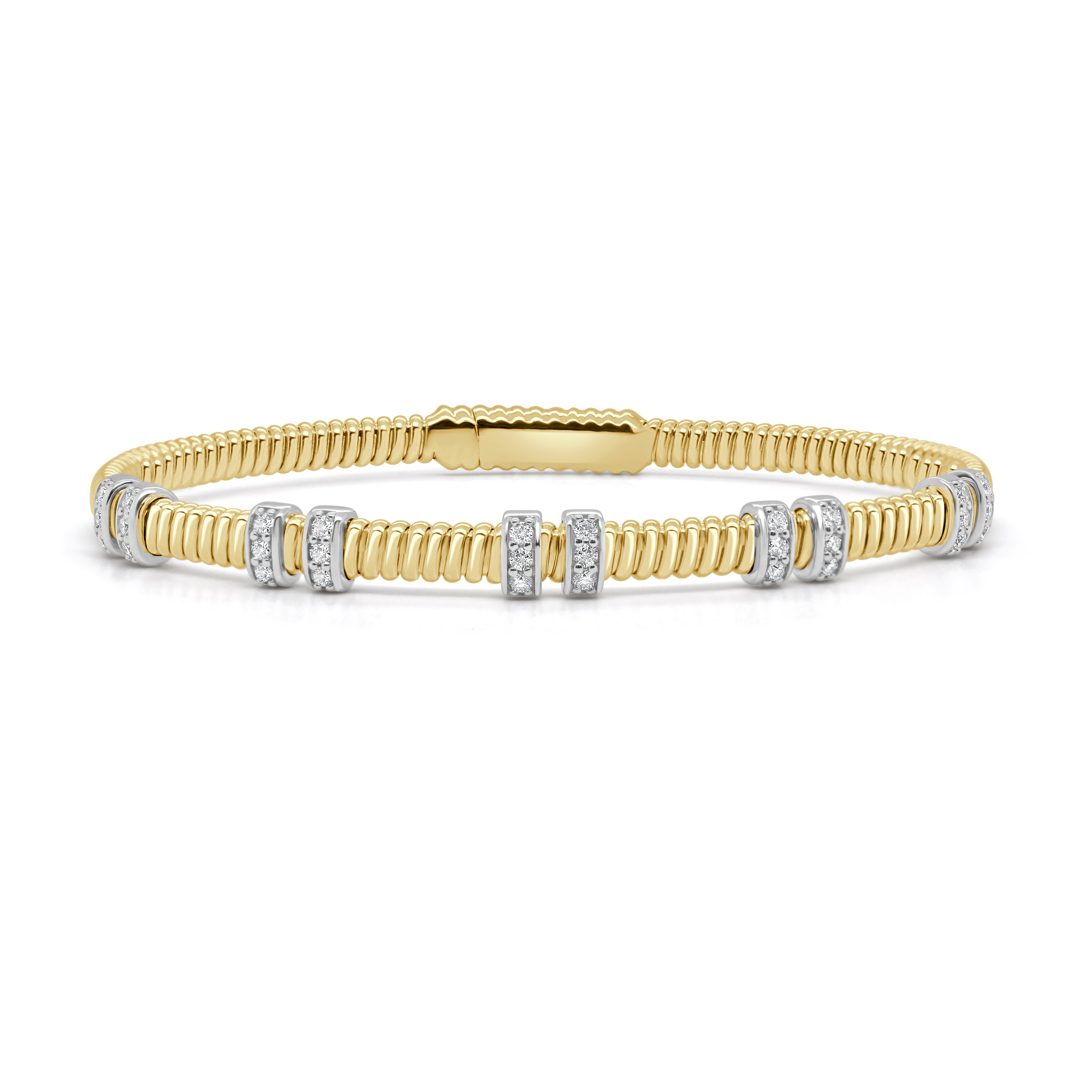 Joelle Collection 14K Gold Diamond Flexible Stackable Bangle