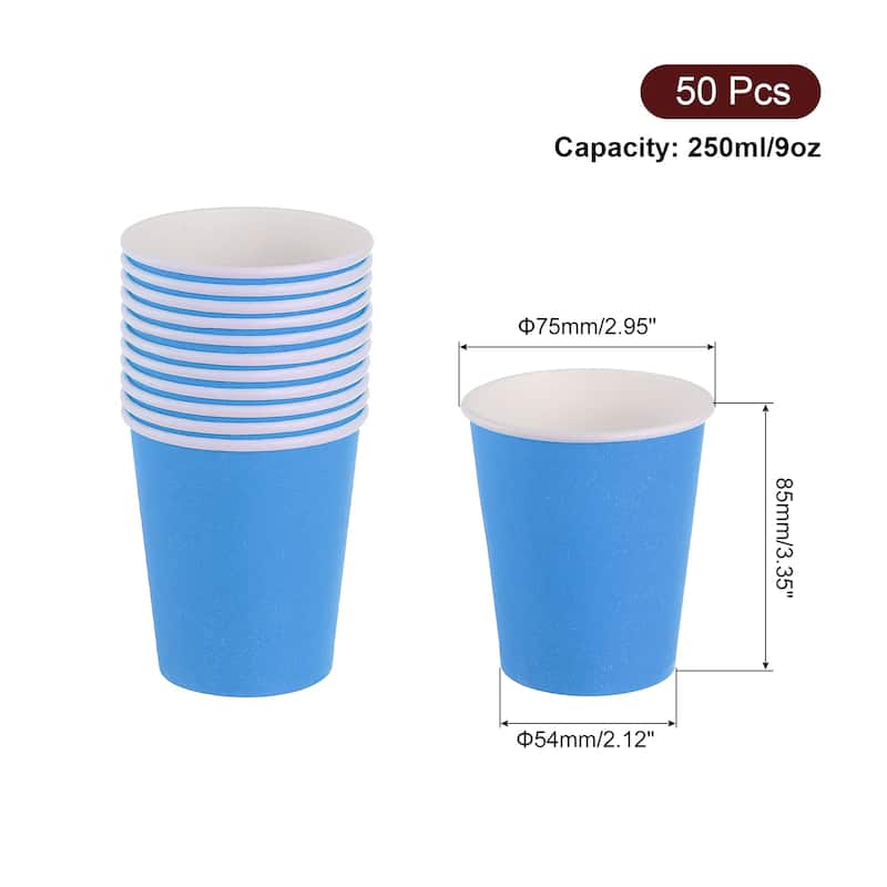Colorful Disposable Paper Cups, 50 PCS 9 OZ DIY Paper Cups for Parties - Dark Blue