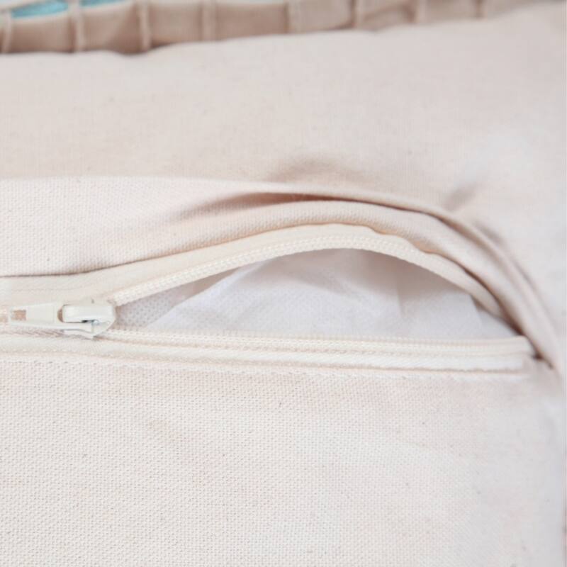 Handwoven Flanged Border Square Throw Pillow - 18" - Pale Blue