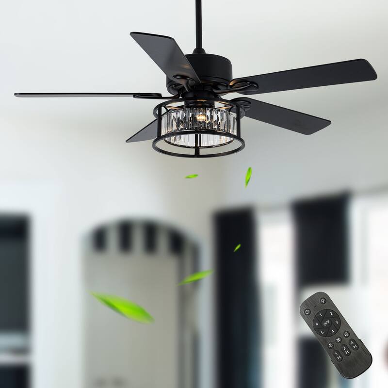 Bella Depot 52" Crystal Ceiling Fan with Reversible Blade and Remote Control Silver - 52 Inches