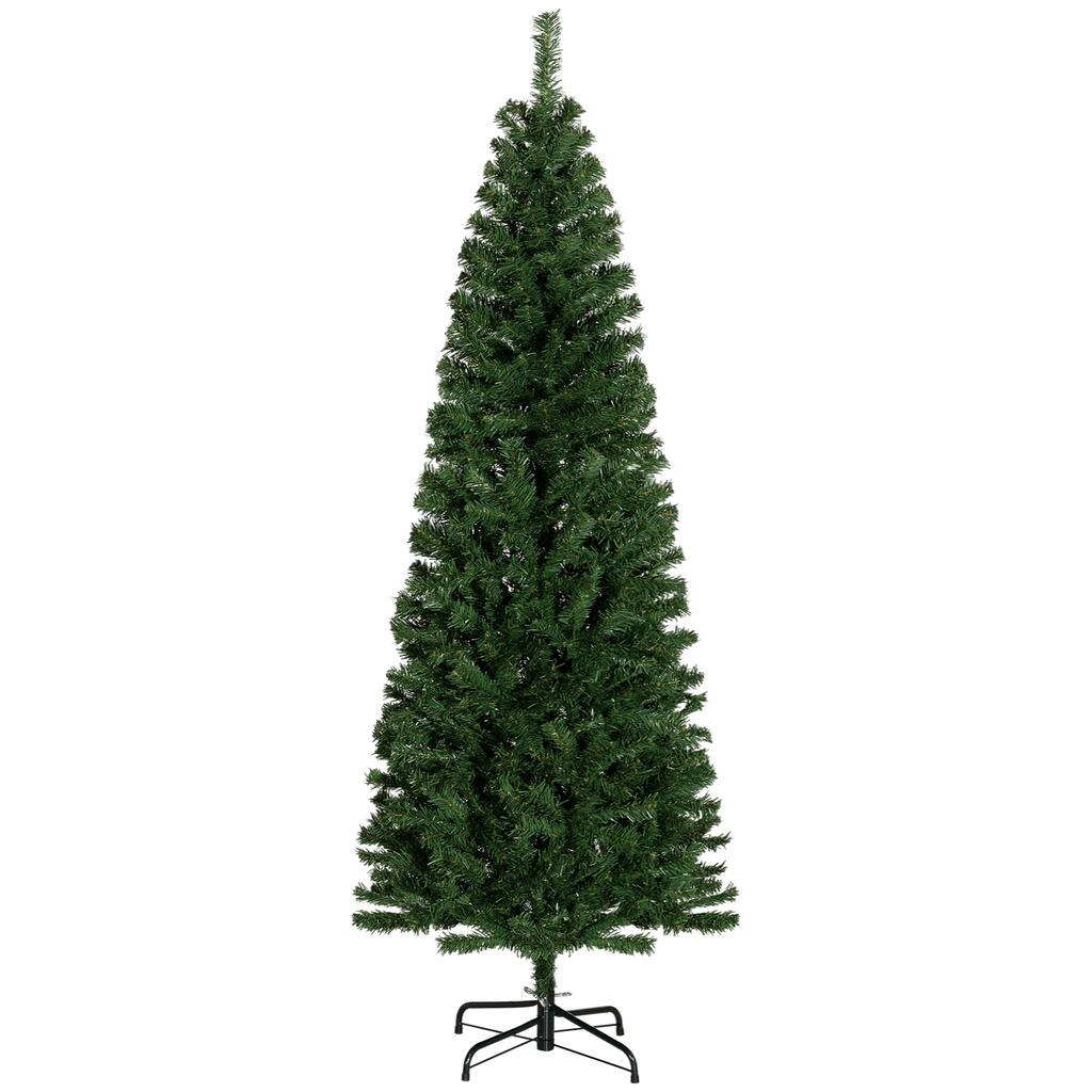 HOMCOM Unlit Slim Douglas Fir Tree - Realistic Branches, Green, Halloween Decor - Green