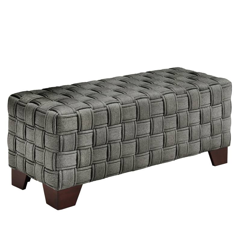 Orlo Walnut Finish Woven Bench by iNSPIRE Q Modern - Dark Grey