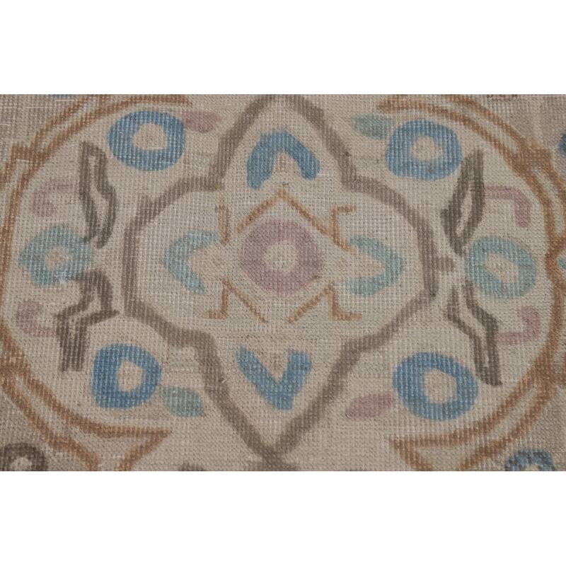 Beige / Ivory Medallion Tabriz Persian Rug Hand-Knotted Wool Carpet - 8'0"x 11'4"
