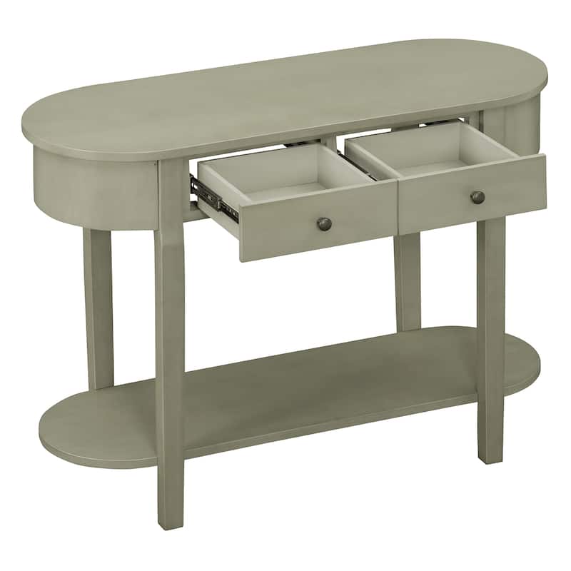Elegant Retro Console Table with Curved Design and Smooth Glaze