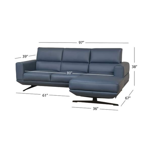 Abbyson Matilda Modern Top Grain Italian Leather Chaise Sectional Bed