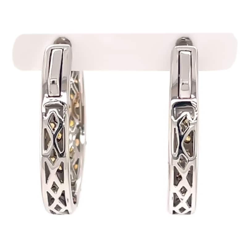 Sterling Silver 4.18Ctw Orange Sapphire Inside-Out Hoop Earrings 1.25"L