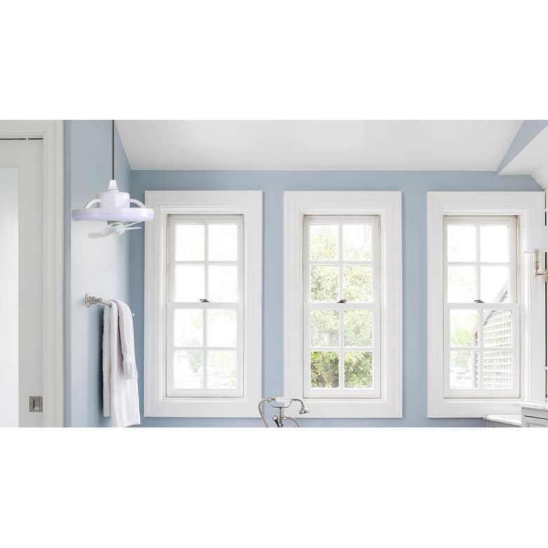 10" Indoor White E26 Socket Ceiling Fan with Light and Remote Control, Oscillating