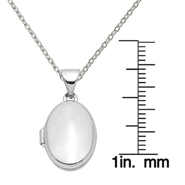 Sterling Silver Rhodium-plated 14mm Domed Oval Locket Sterling Silver Rhodium-plated 14mm Domed Oval Locket