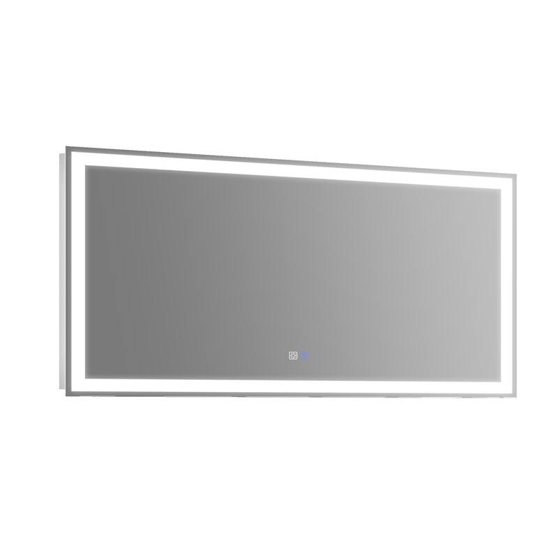 Wall Mounted Bathroom Rectangle Front And Back light LED Mirror With Anti Fog And Dimmable