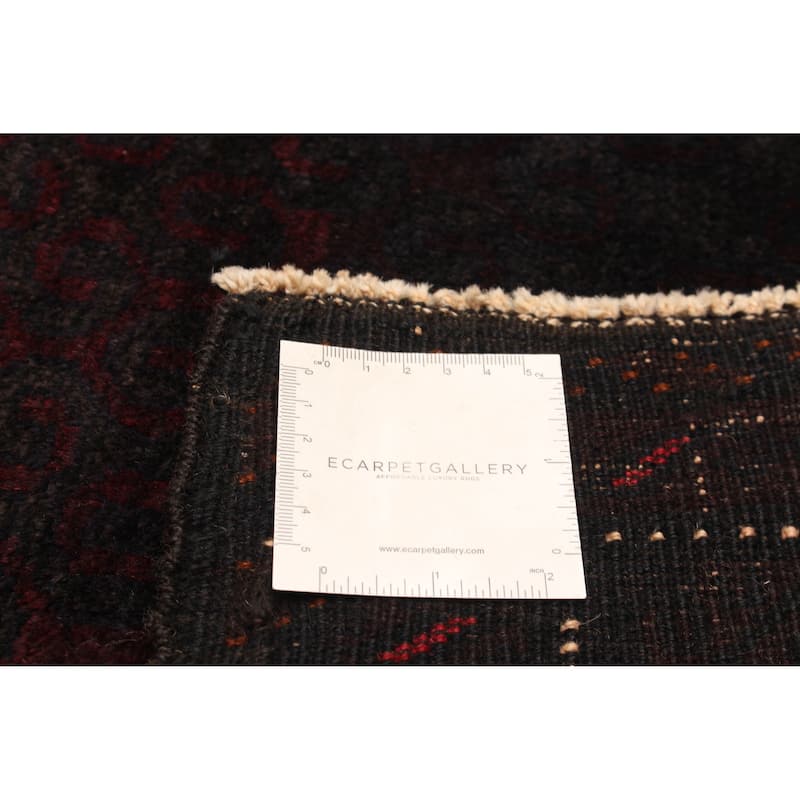 ECARPETGALLERY Hand-knotted Baluch Black Wool Rug - 3'10 x 6'4