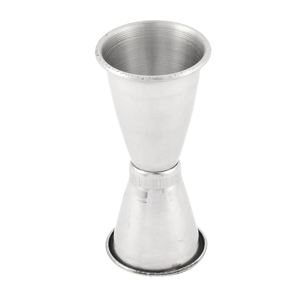 Kitchen Double Stainless Steel Liquid Measuring Cup Shot Jigger Silver Tone - Silver Tone