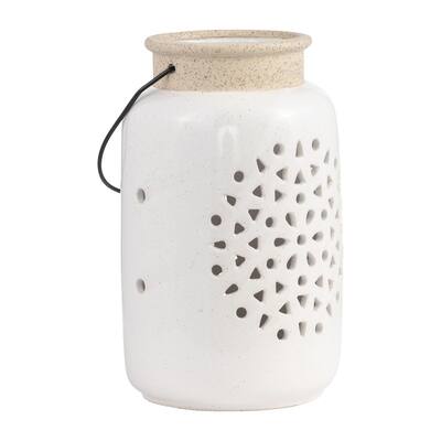 Sagebrook Home Artisan Lantern, Elegant Ceramic Design, Home Accent