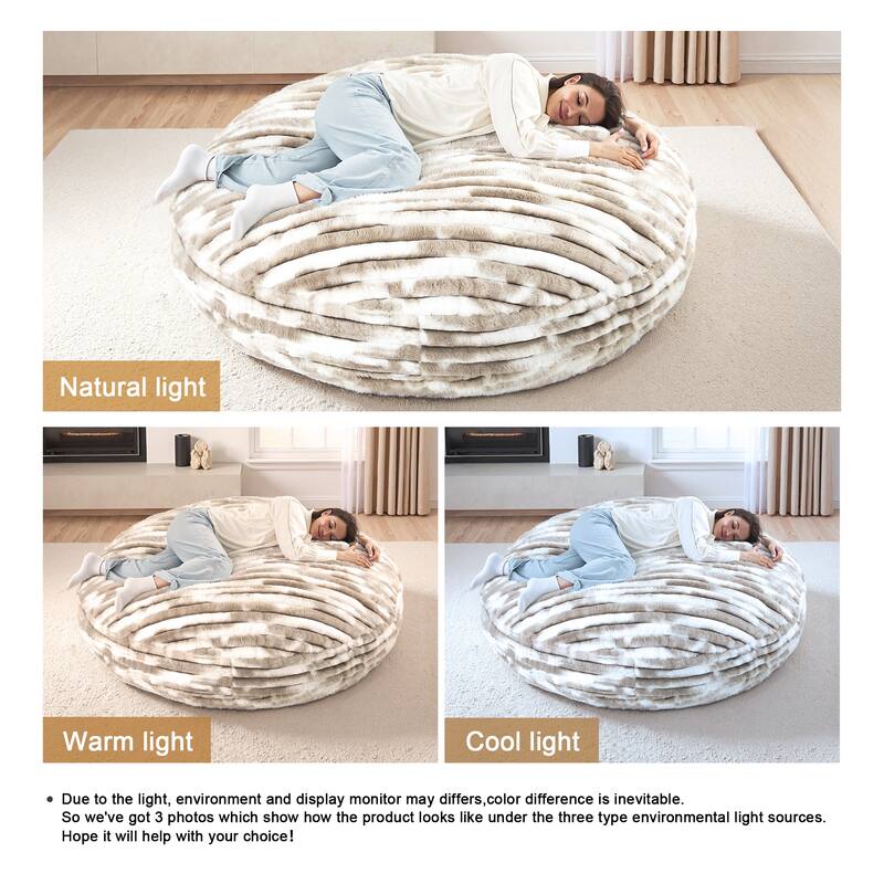 5-foot Round Plush Corduroy Convertible Bean Bag Chair Lounge
