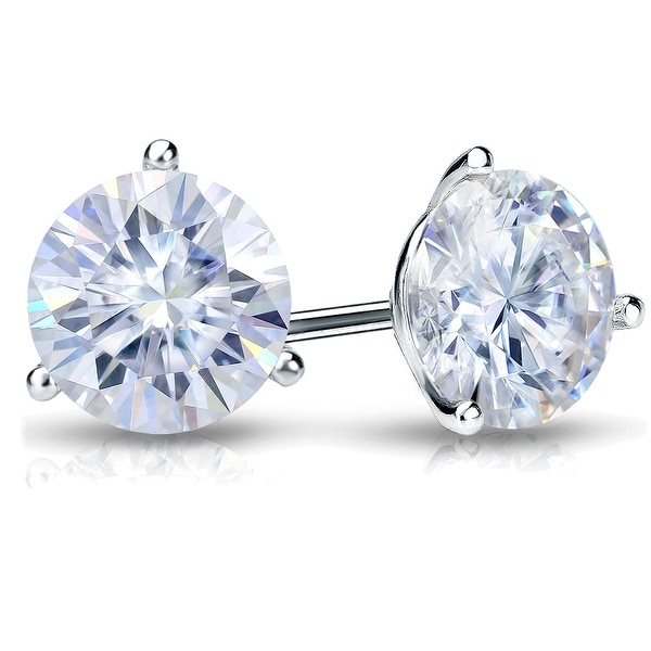 Auriya 2ctw Round Moissanite Stud Earrings 14k Gold Martini-set - 6.5 mm. Opens flyout.
