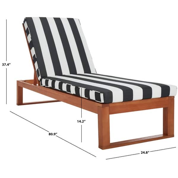 dimension image slide 3 of 8, SAFAVIEH Solano Outdoor Solid Wood Chaise Lounge Chair - 24.8" W x 80.9" L x 37.4" H