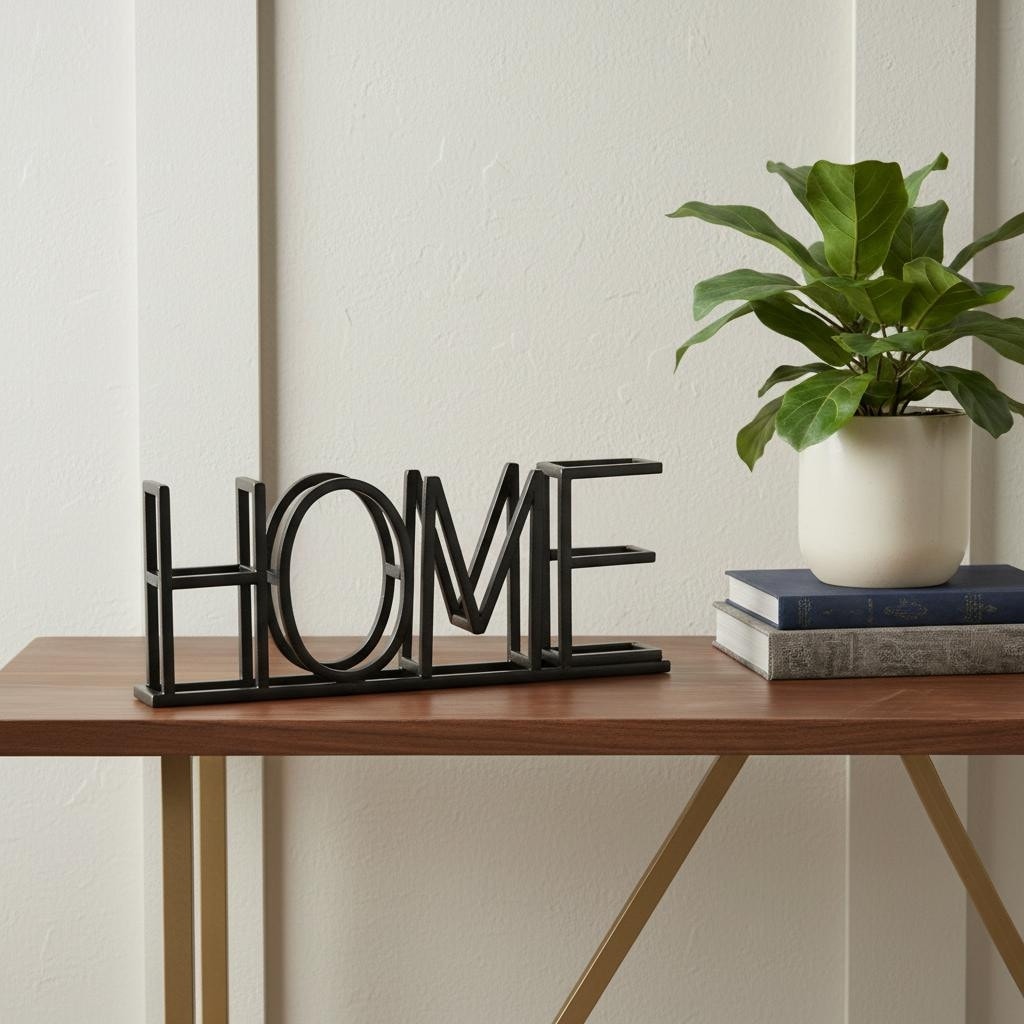 HomeRoots 11" Black Metal Home Tabletop Sign - 10.50 in. x 4.00 in. x 1.25 in.