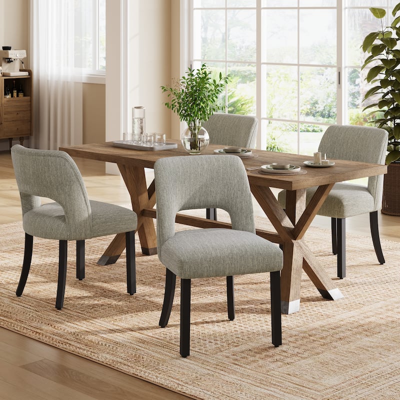 Set of 2/4/6 Modern Fabric Upholstered Dining Room Chair Kitchen Chairs with Wood legs