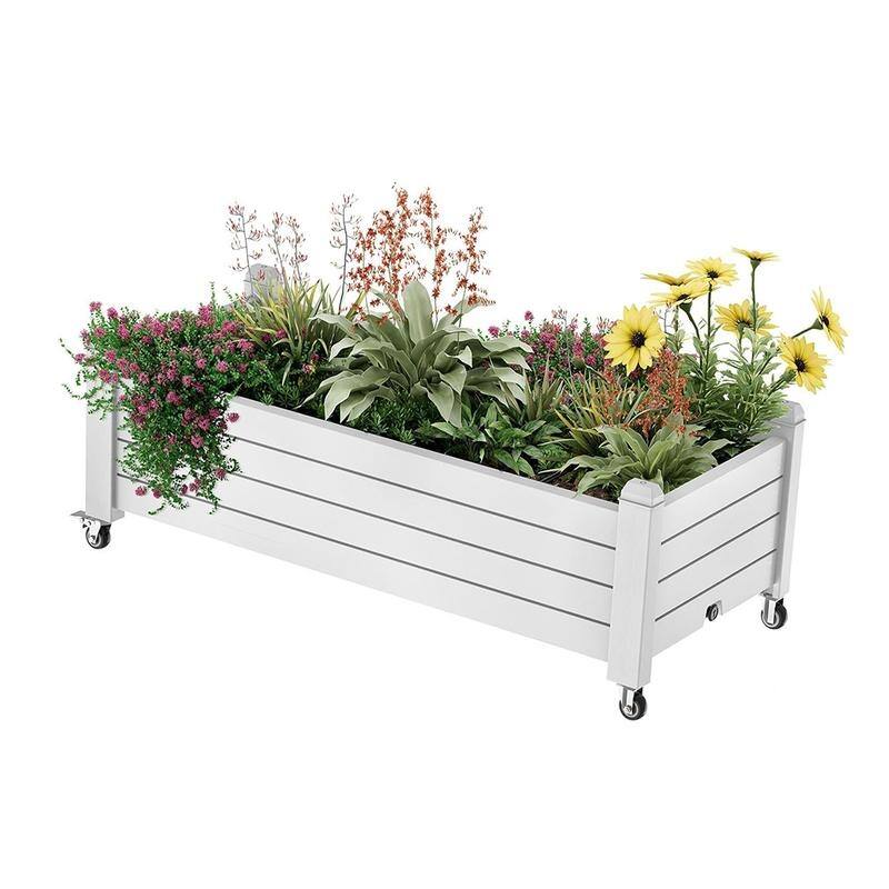 Momei Raised Garden Bed Outdoor with Wheels,Resin Plant Stand for Flowers Vegetables Herbs in Backyard