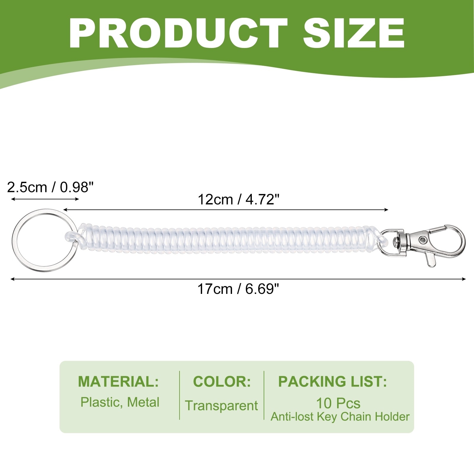 Retractable Coil Springs Keychain, Spiral Cord Coil Keychain, Anti-lost Key Chain Holder with Lobster Clasp