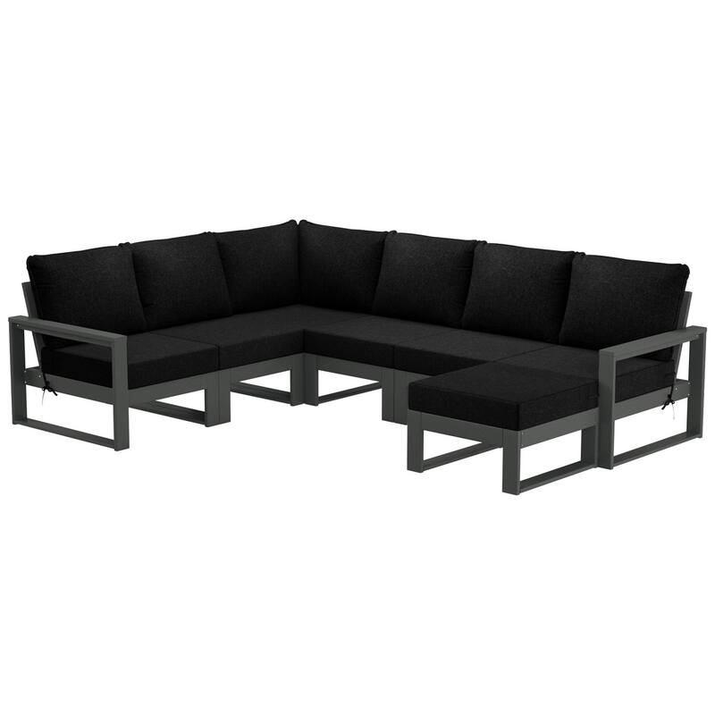 Endless Patio 7-Piece Deep Seating Set with Ottoman with Gray Frame - Gray/Black