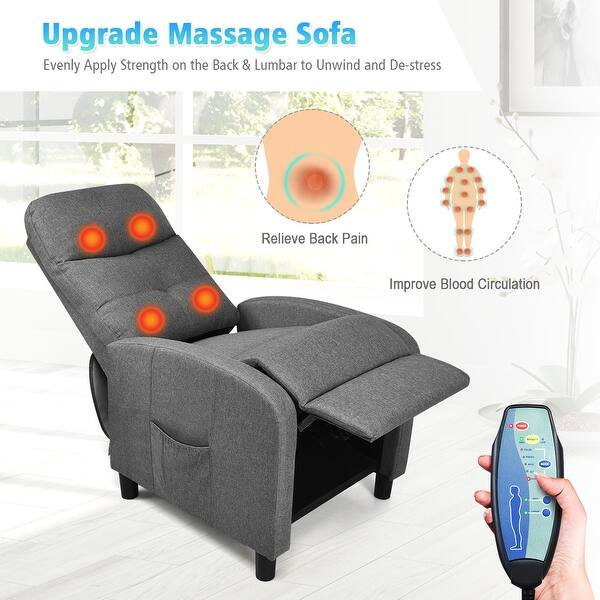 Shop Costway Massage Fabric Recliner Chair Single Sofa Home Theater Seating On Sale Overstock 30686699