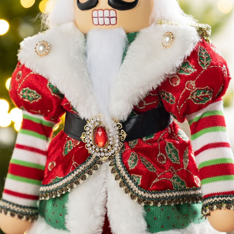 Glitzhome 20"H Faux Fur Christmas Nutcracker Standing Figurine