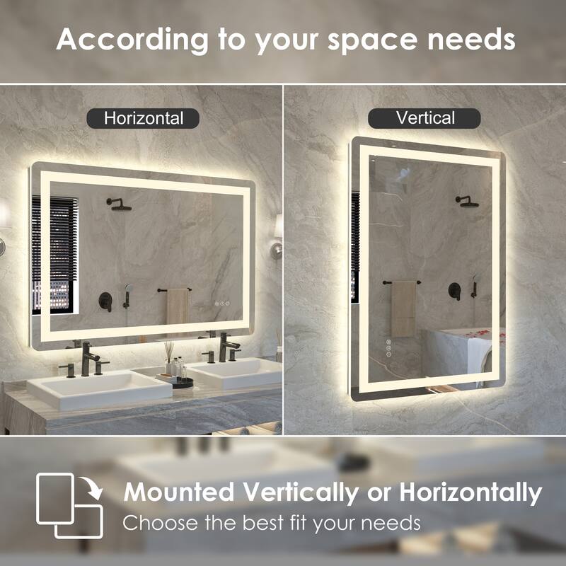QuivaraView Frameless Front and Back LED lighted Vanity Mirror