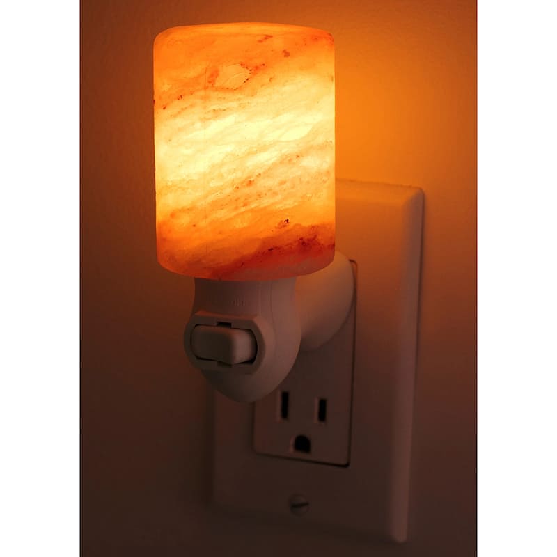 Amir Salt Lamp, Natural Himalayan Mini Hand Carved Night Light w/ UL Wall Plug for Air Purifying, Lighting & Decoration - Orange