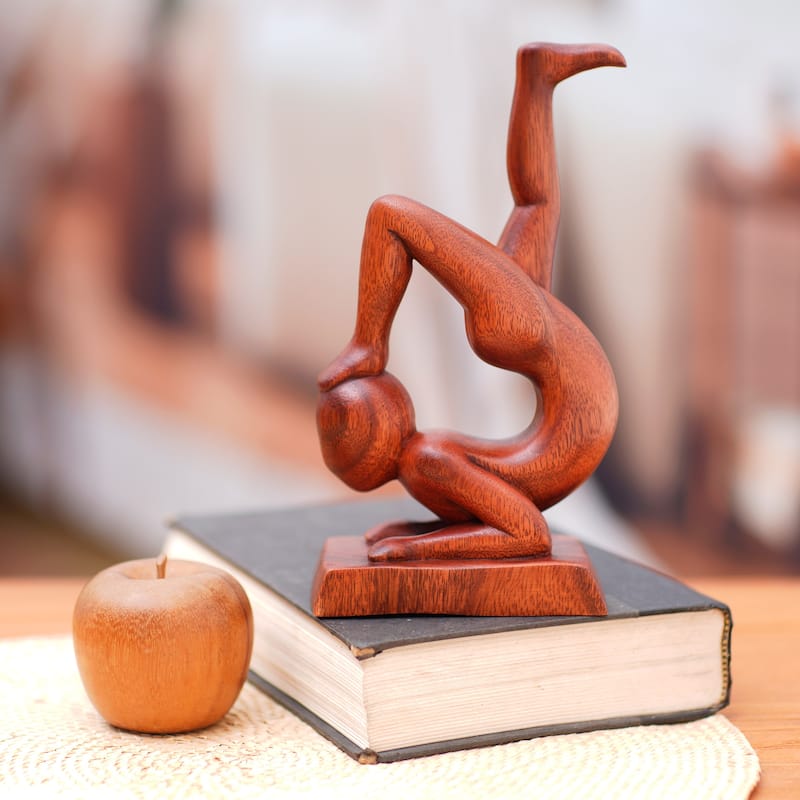 Novica Handmade Time For Yoga Wood Sculpture