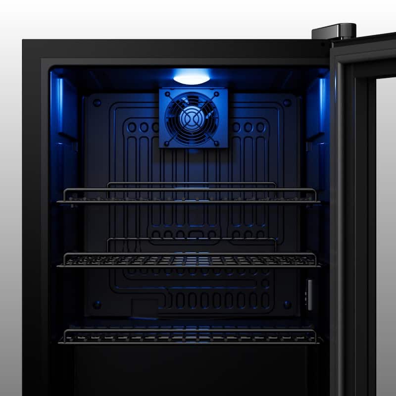 Yeego 2.2 Cu.Ft Beverage Refrigerator, Glass Door Mini Fridge with LED Light, Quiet Cooling, Adjustable Shelves