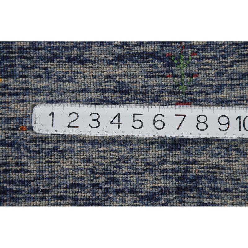 Hand Knotted Oriental 100% Wool Carpet Tribal Animal Pictorial Navy Blue & Blues Gabbeh Area Rug - 5' 10'' X 3' 11''