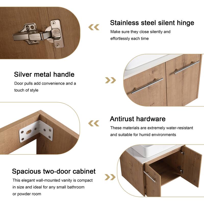 ARTCHIRLY 24"/30" Bathroom Vanity with Sink, Floating Bathroom Vanity with 2 Soft Close Doors