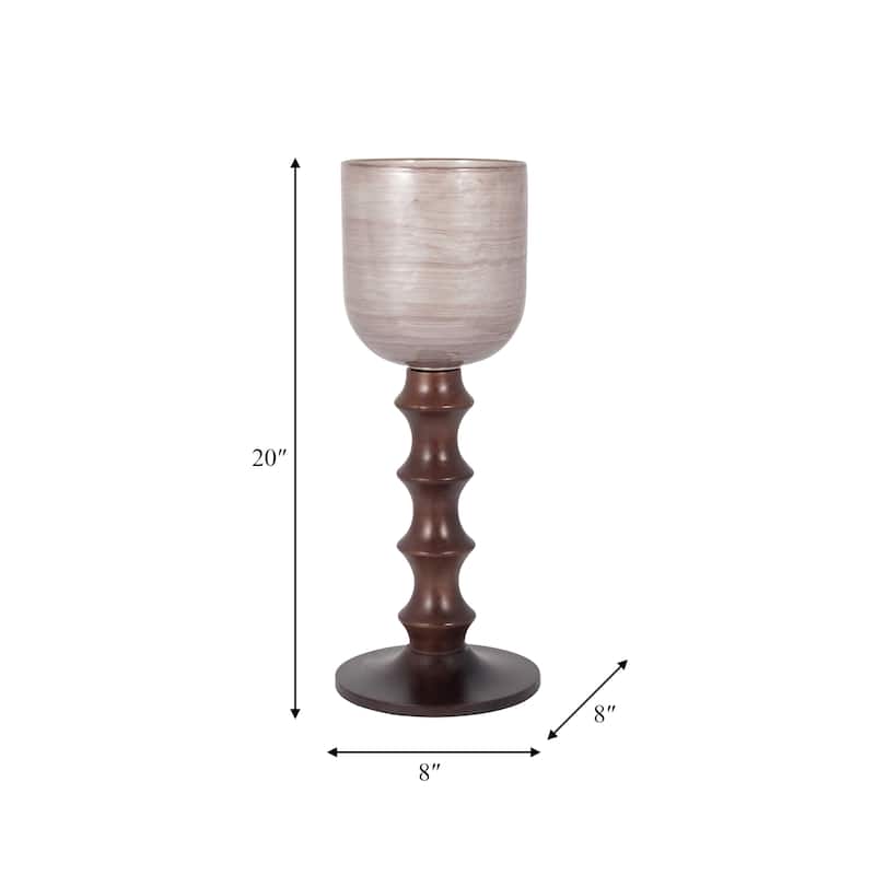 Sagebrook Home Glass Solid Color Wooden Base Hurrican Vase
