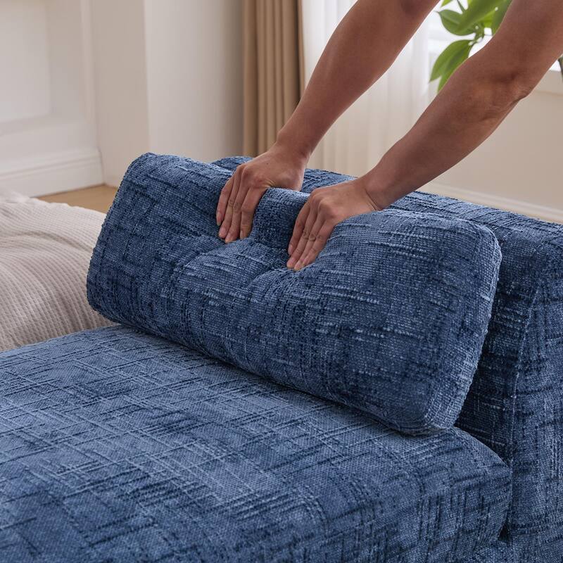 Modern fabric bedside bench with armrests