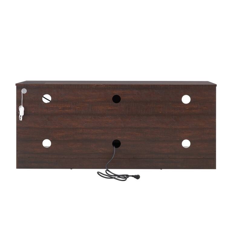 57.87" Electric Fireplace TV Stand with 2-in-1 Design with 7-Color LED Flames, USB Charging and App Control