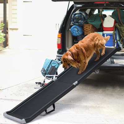 Portable Black Pet Ramp for Cars, SUVs & Trucks - Lightweight Folding Ramp for Dogs & Cats on the Go!