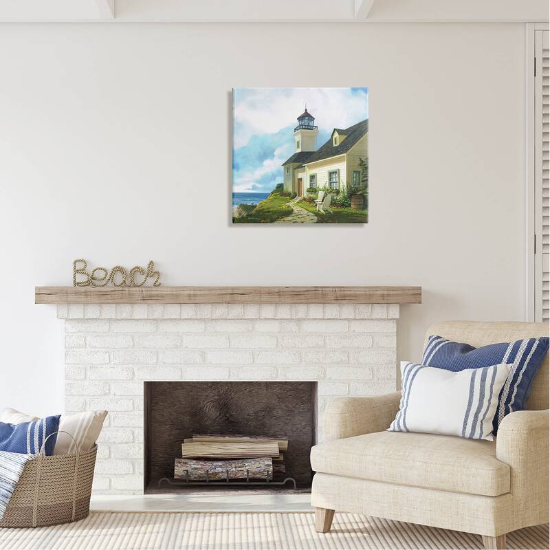 Stupell Coastal Lighthouse Beacon House Canvas Wall Art by Michael Humphries