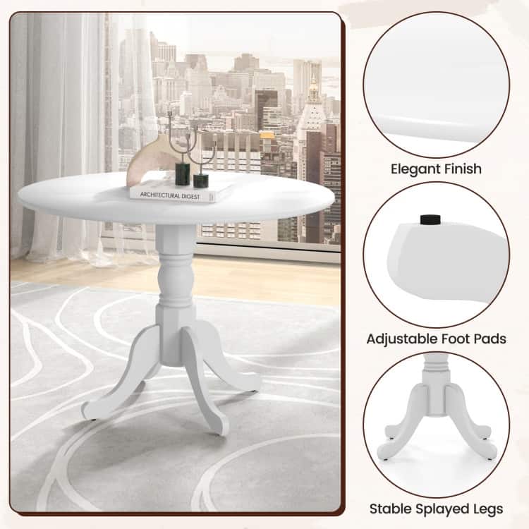Wooden Dining Table with Round Tabletop and Curved Trestle Legs - 39.37" x 39.37" x 28.74"