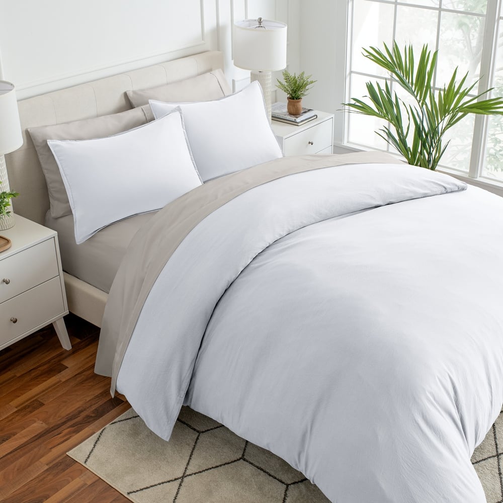 Bare Home Premium Washed Microfiber Duvet Cover and Sham Set