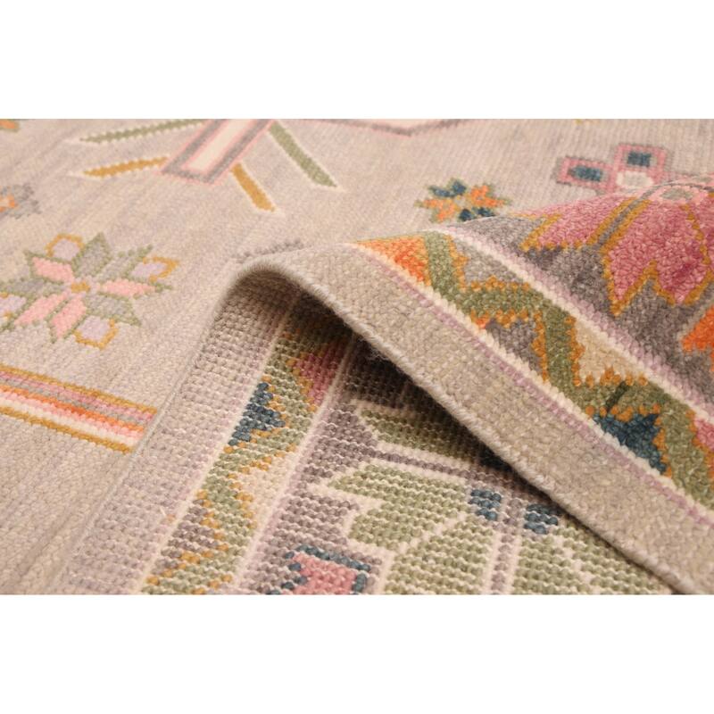 ECARPETGALLERY Hand-knotted Modern Oushak Light Grey Wool Rug - 7'11 x 9'10