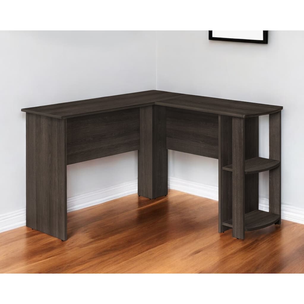 HomeRoots 47" Brown Wood L Shape Computer Desk