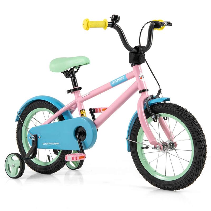 Costway 14" Kids Bike with Adjustable Saddle Handlebar Removable - Pink