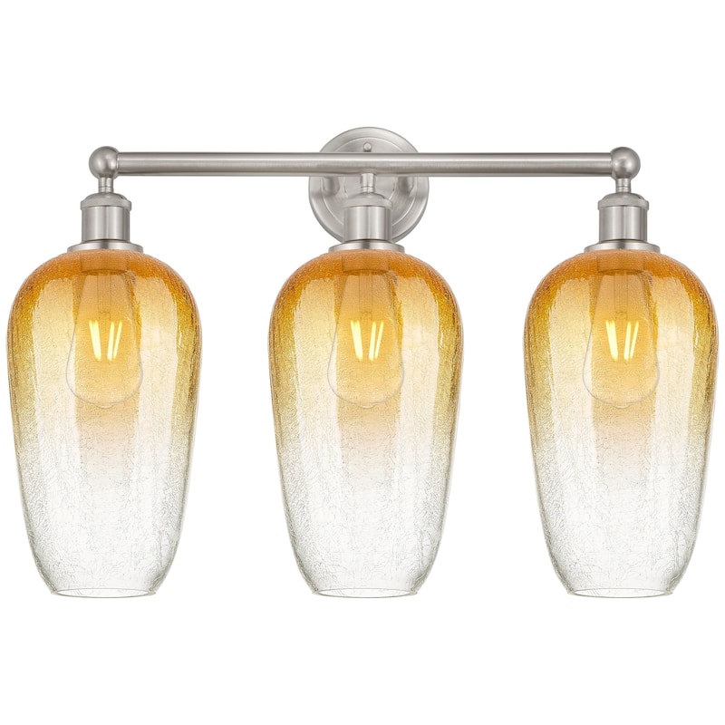 Innovations Lighting 616-3W-18-25 Brookhaven Flute Vanity Brookhaven - Brushed Satin Nickel / Amber