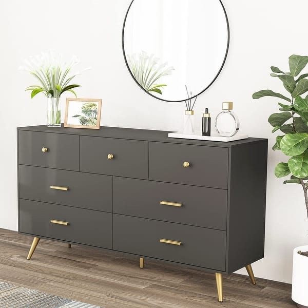 knee length dresses for ladies Black 6 Drawer Tall Dresser with Storage