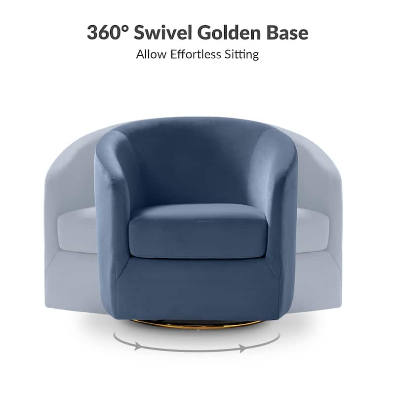 Eleuterio Modern Upholstered Swivel Accent Barrel Chair with Metal Base Set of 2 by HULALA HOME