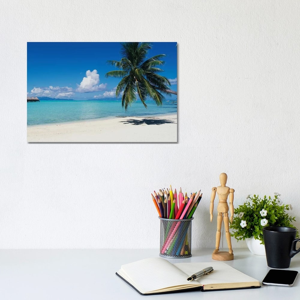 iCanvas "Palm Tree On The Beach, Moana Beach, Bora Bora, Tahiti, French Polynesia" by Panoramic Images Canvas Print