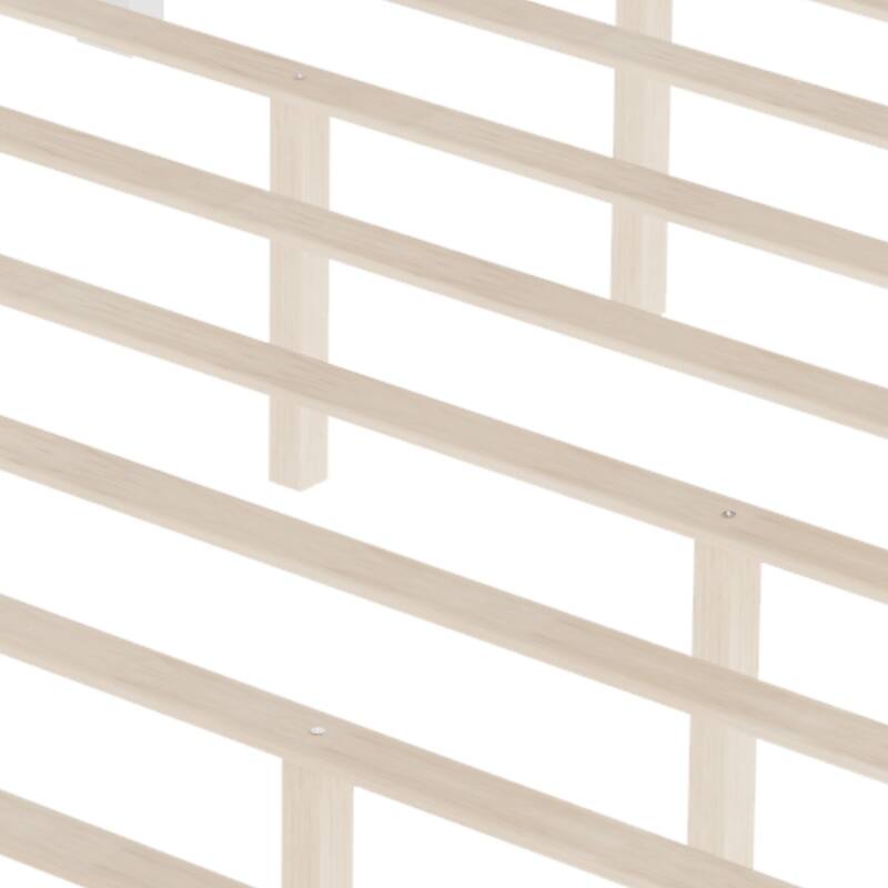 Wood Platform Bed with Headboard and Wood Slat Support